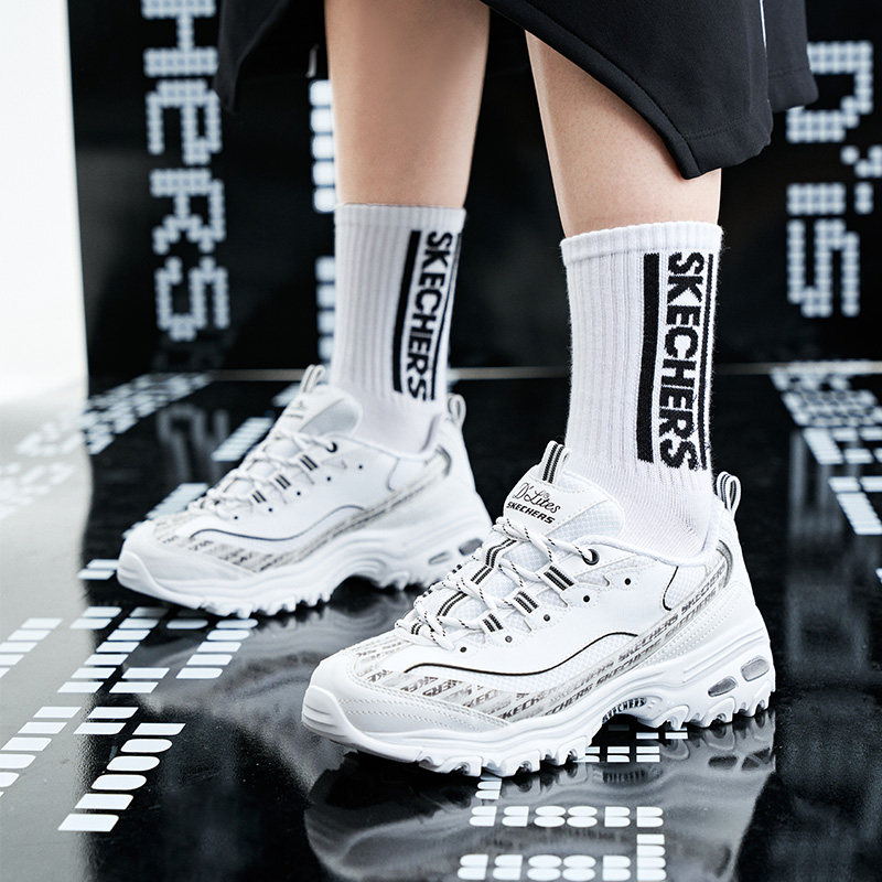 skechers斯凯奇holo吴宣仪同款男女鞋小白鞋厚底增高老爹板鞋