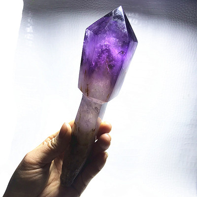 天然紫水晶权杖骨干原石原矿毛料标本消磁能量矿标石摆件