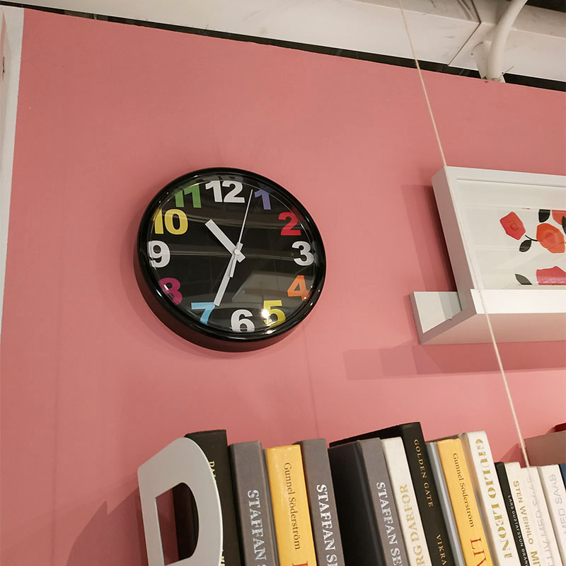 宜家基克挂钟单面简约现代餐厅装饰木头钟学生挂钟