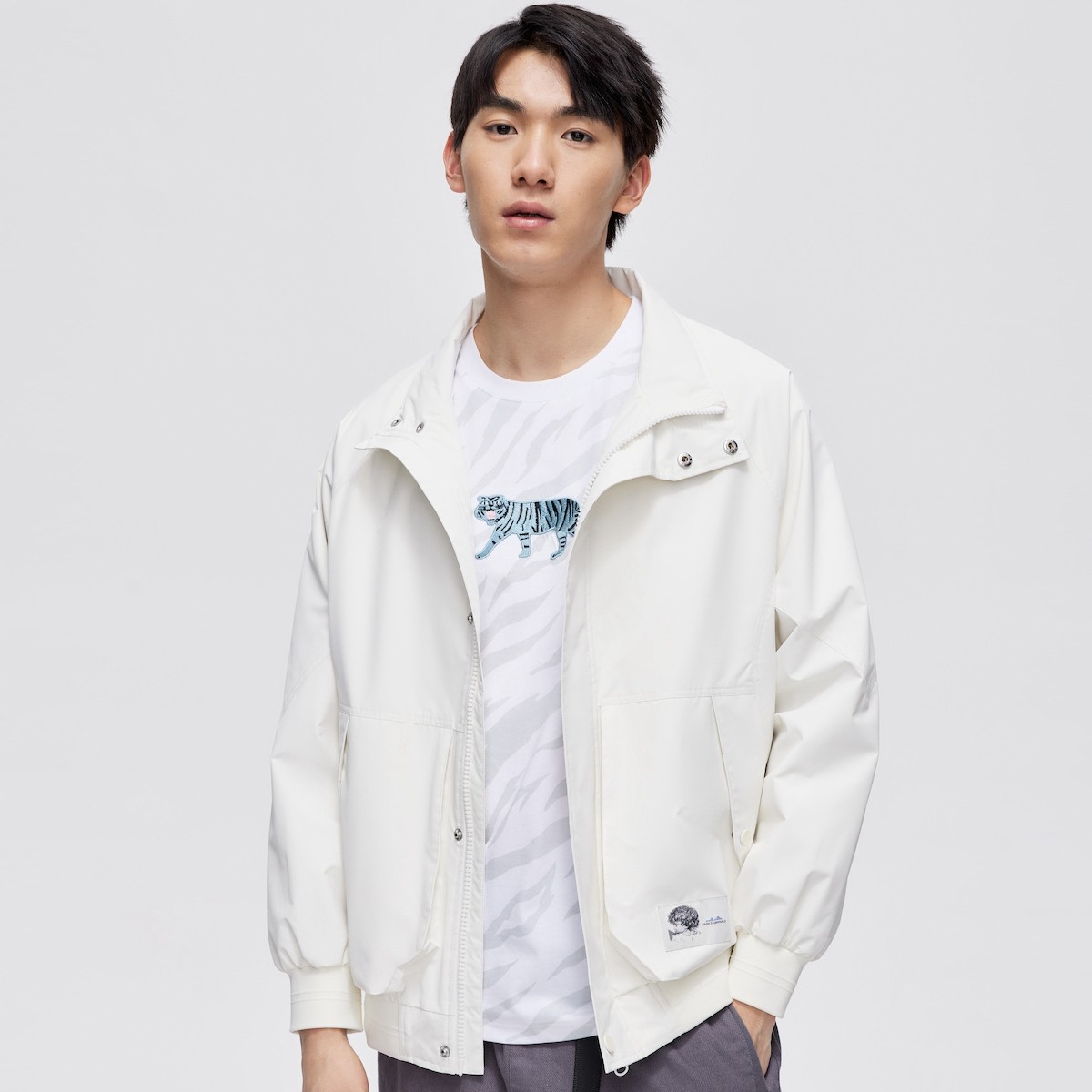 马克华菲防水面料解构拼接立领夹克男秋新款宽松夹克