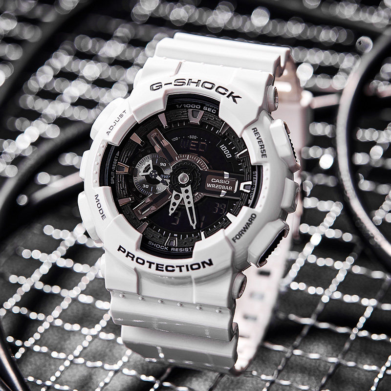 卡西欧gshock手表奥利奥黑白g表双显防水运动男表ga110gw7a