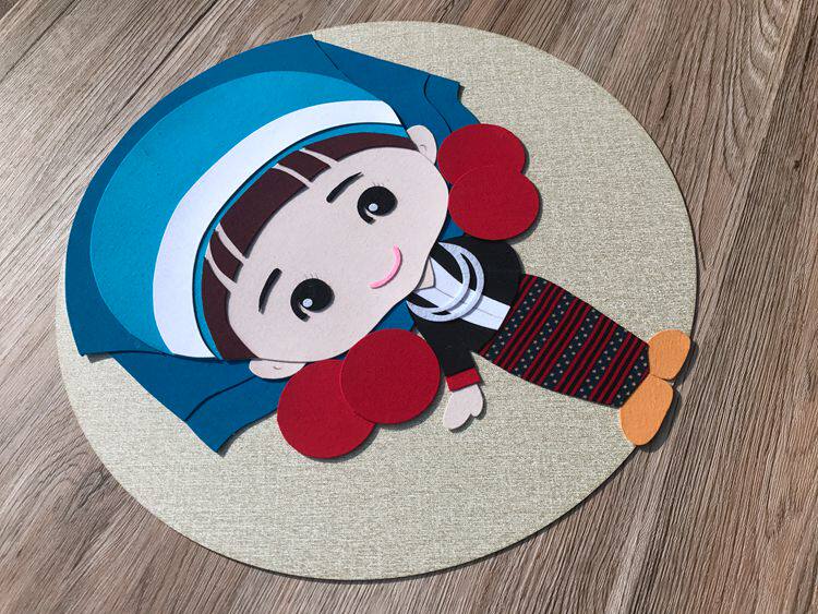 免剪模板diy手工民族风人物布贴拼布画材料德昂族缝纫diy材料套装