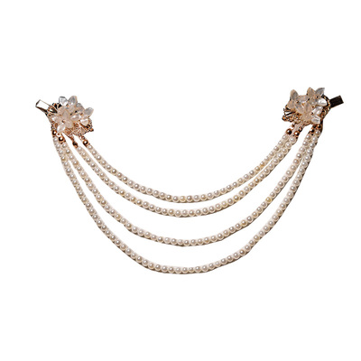 华容珠翠原创手工头饰汉服后压发饰多层珍珠围髻古典古风流苏发夹