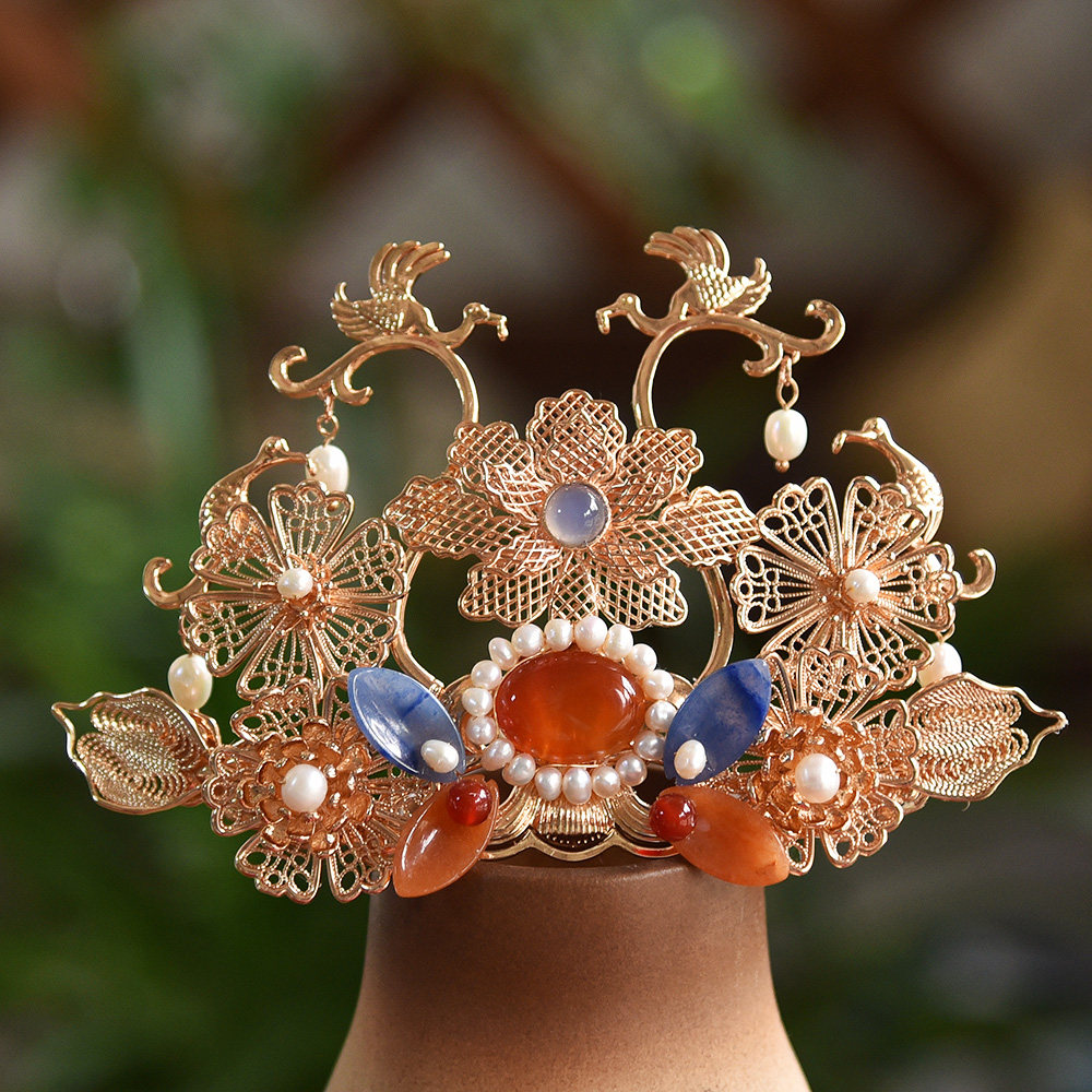 华容珠翠原创手工冠发套装唐明制汉服头饰古风发饰