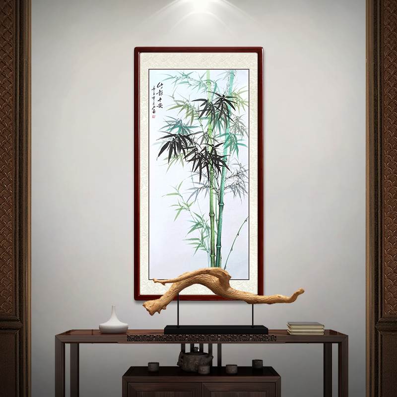 竹报平安大师走廊装饰画竹子竖版四尺真迹玄关中式国画