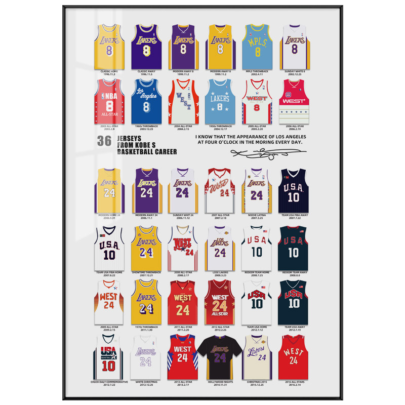 科比装饰画布莱布莱恩恩特nba球星球衣玄关现代现代装饰画
