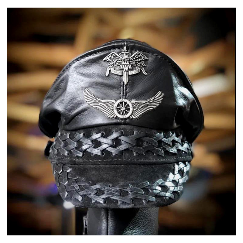 现货安骑士可调牛皮黑牛皮帽船长印第安包邮印第帽子