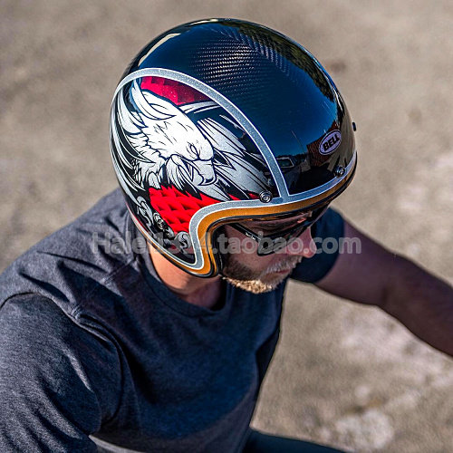 新品bell500个性复古老鹰彩绘哈雷摩托车34头盔半盔摩托车头盔