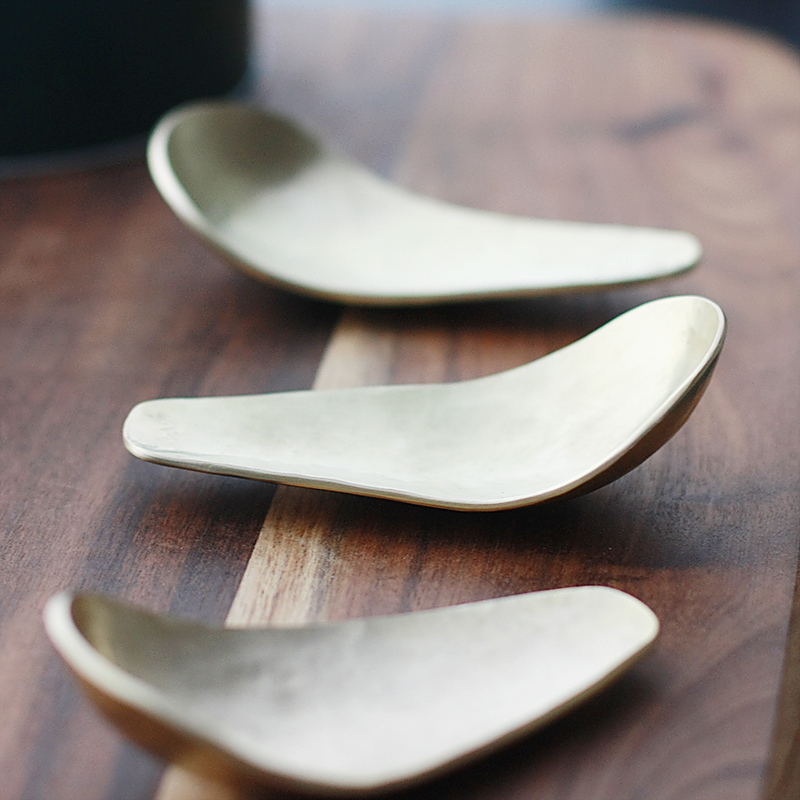 原创好货手工黄铜茶叶勺小舀勺小茶勺小茶铲铜茶匙