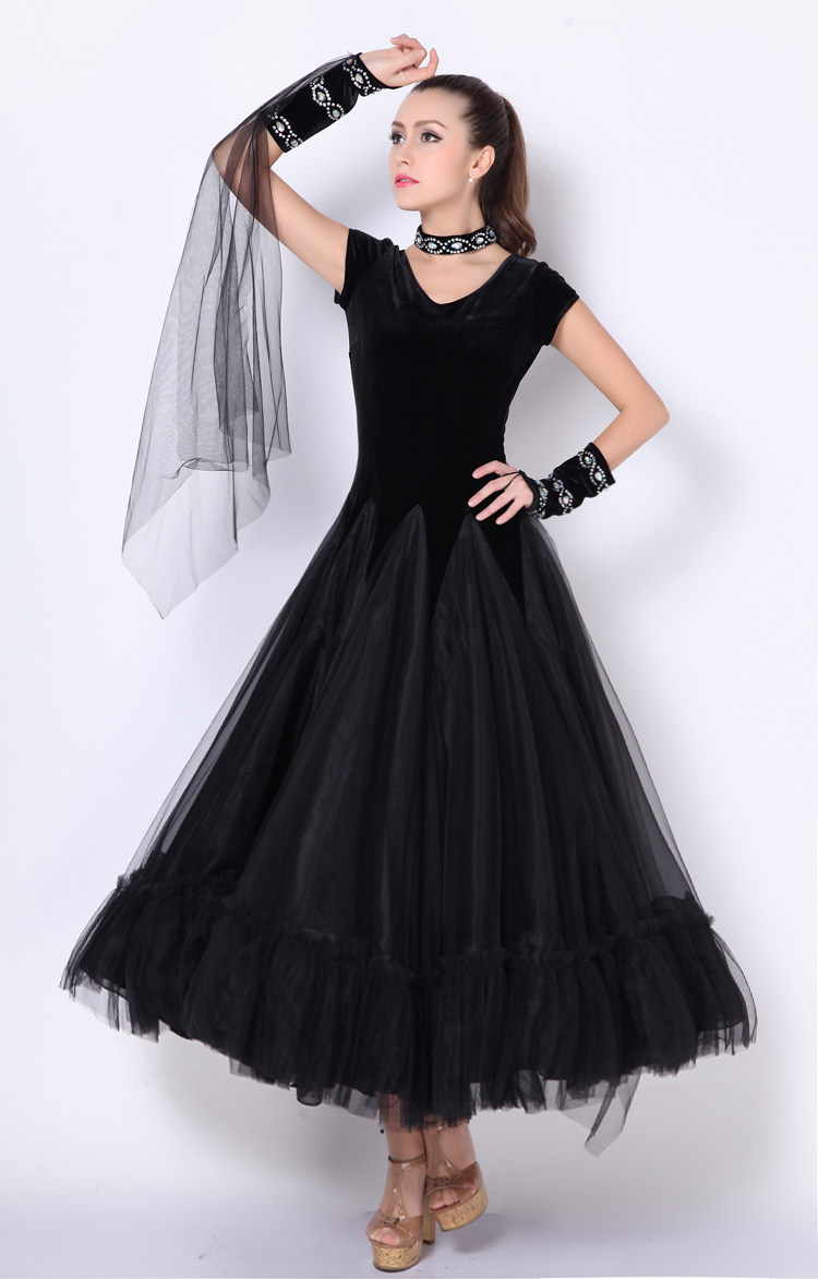 高档摩登舞裙练习新款修身国标舞交谊舞大摆连衣裙摩登舞套装含演出服