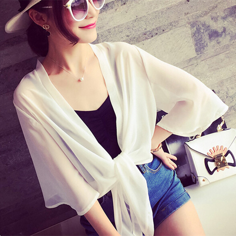 配裙子的小衫雪纺吊带裙小外套短款披肩夏季连衣裙外搭百搭开衫仙