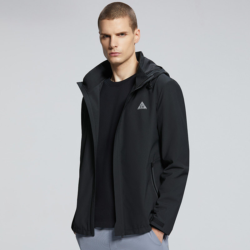 七匹狼长袖连帽运动夹克青年休闲涤纶外套男装夹克