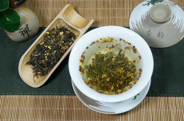 桂花漓江春花花茶特级绿茶鲜花三窨一提茶叶代用