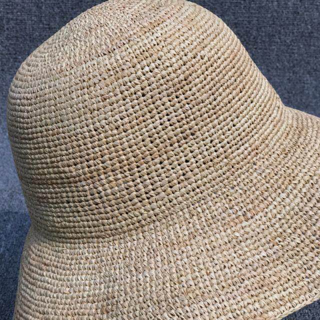 网红同款自然形状纯手工拉菲草草帽凉帽女夏天海边沙滩出游太阳帽