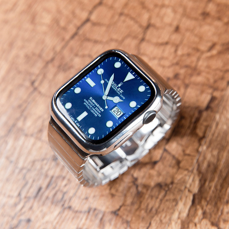 适用苹果手表applewatch不锈钢链式金属表带iwatch123/4/5/6/se代