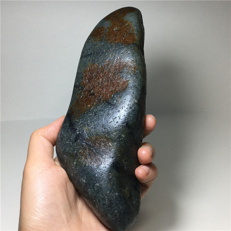 和田枣红红皮籽料把新疆青花玉籽料原石真皮独籽珠宝奇石