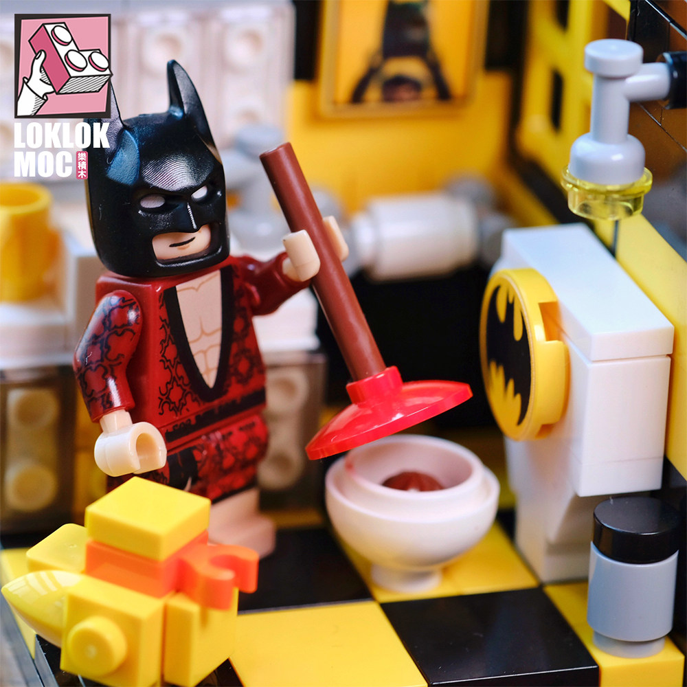 loklokmoc场景蝙蝠侠电影厕所洗手间原创乐高抖音积木塑料积木