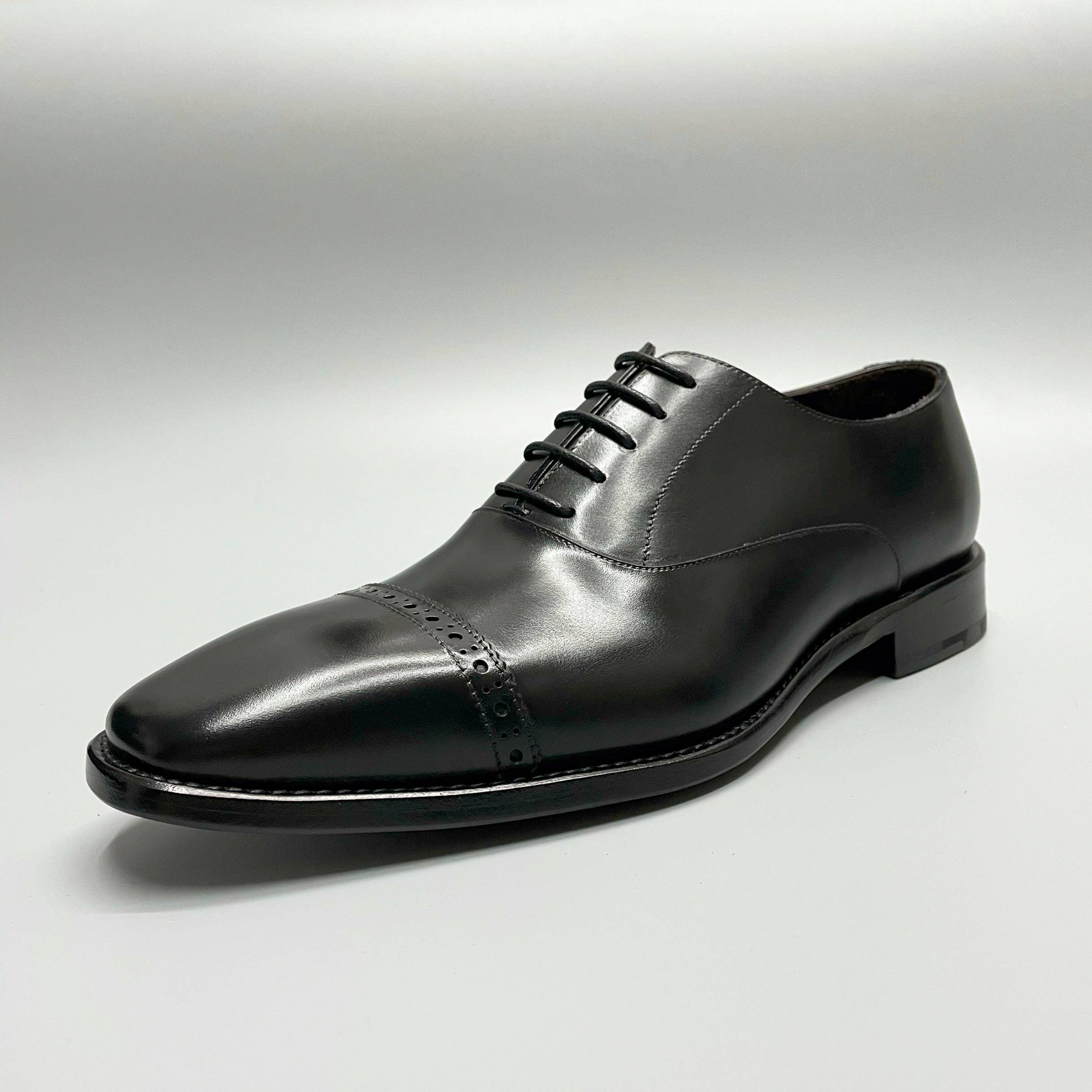 意大利男士三接头皮鞋商务务正系带方头男鞋牛津正装皮鞋