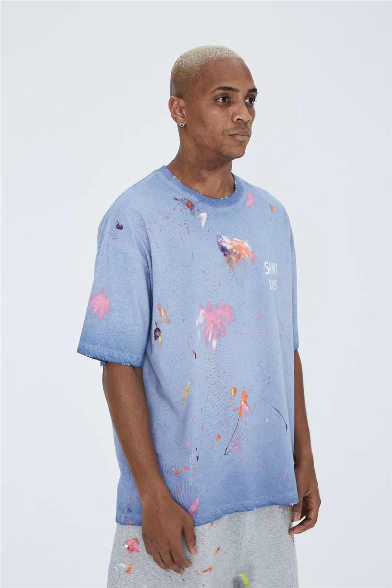saintlouisobjectdyedtee泼墨效果手工上色水洗t恤