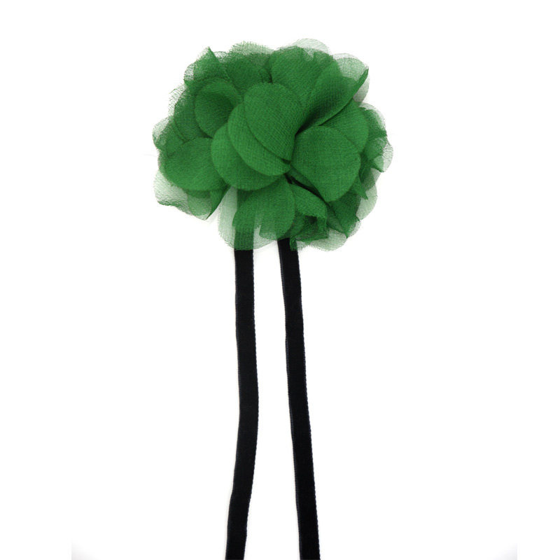 gleerainbow绿色真丝丝绒系带立体颈花围巾