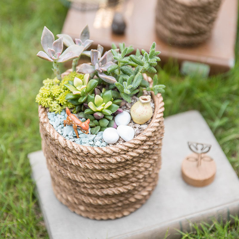 花盆仿麻麻绳系列小盆多肉植物创意可爱特色花盆