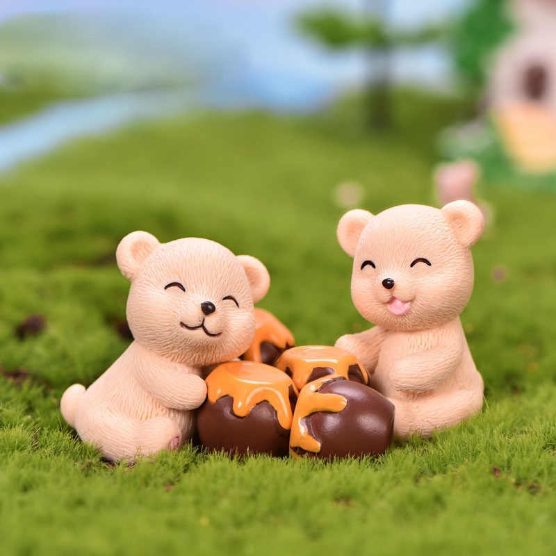 蜜罐小熊景观盆景摆件呆萌动物皮球滚雪球蜂蜜其它园艺用品