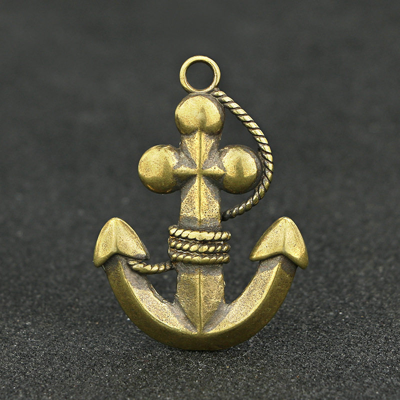 黄铜绕绳船锚摆件复古海军男女汽车钥匙扣挂坠摆件