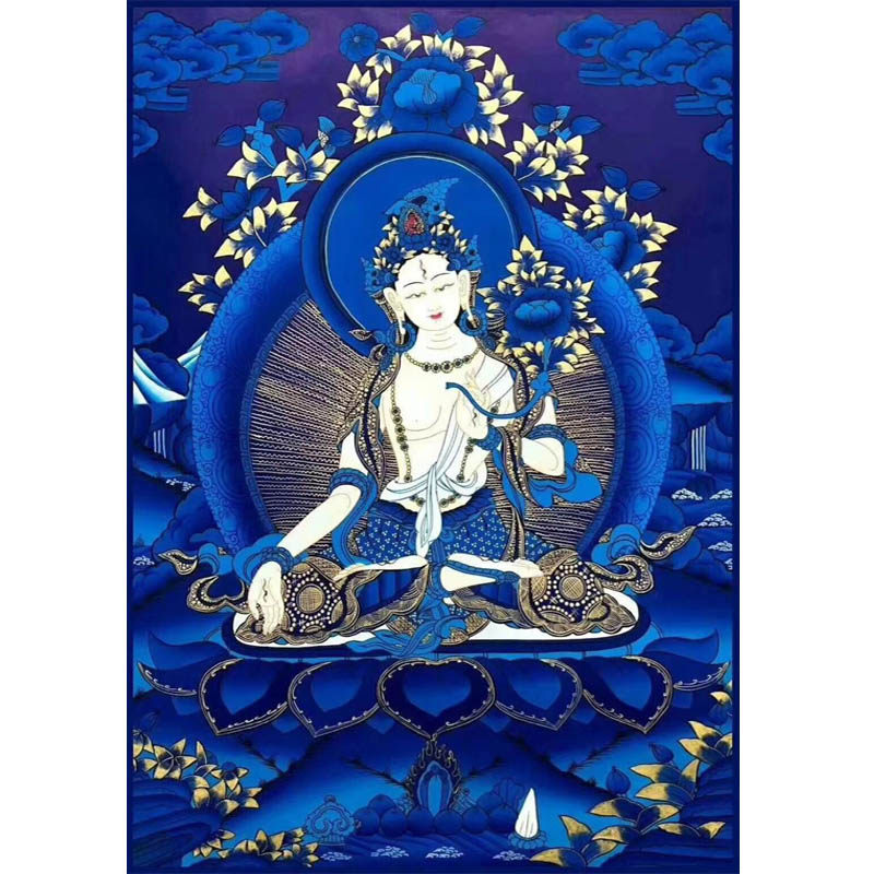 新款佛像精准印花十字绣唐卡白度母5d满钻钻石画佛十字绣套件