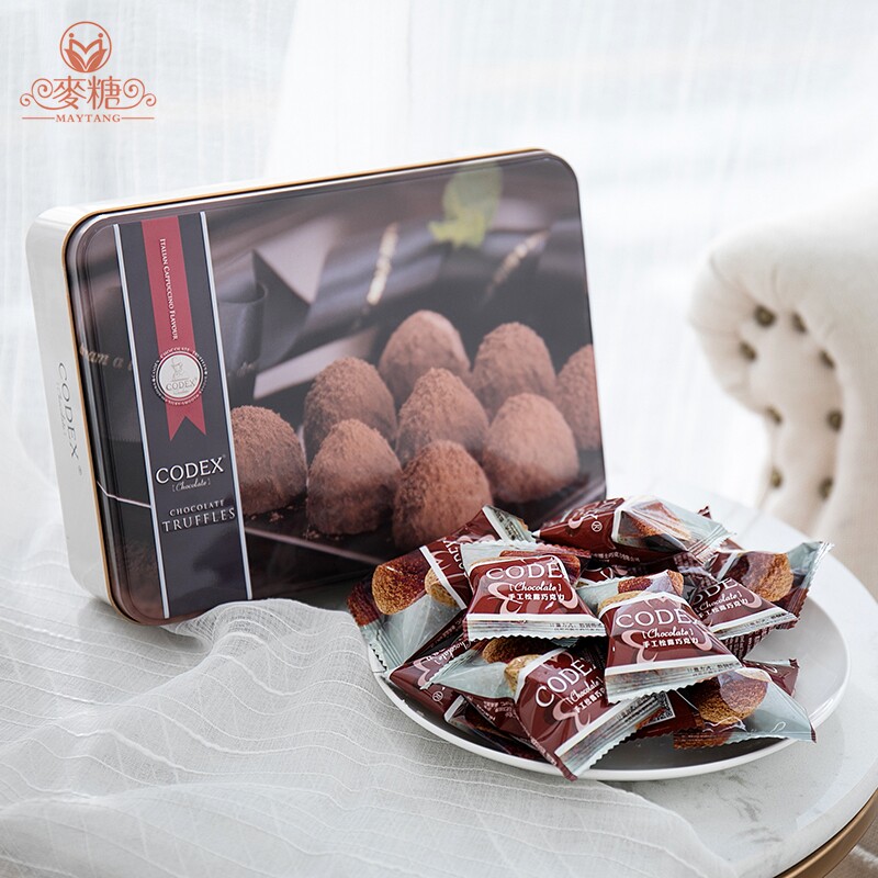 包邮结婚英国codex库德士松露形咖啡味牛奶巧克力铁盒装112g零食