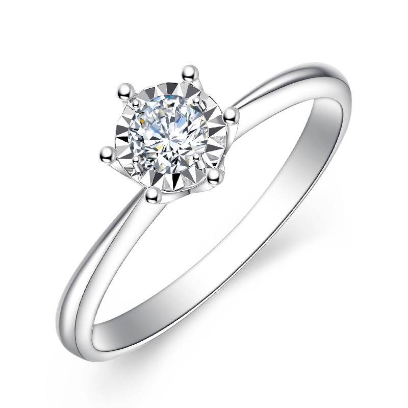 金钻戒皇冠车花钻戒18k钻石净度side050克拉手饰