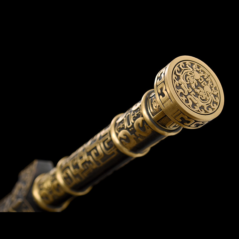 降魔剑升级版龙泉龙影刀剑手工锻打花纹钢黑刀剑