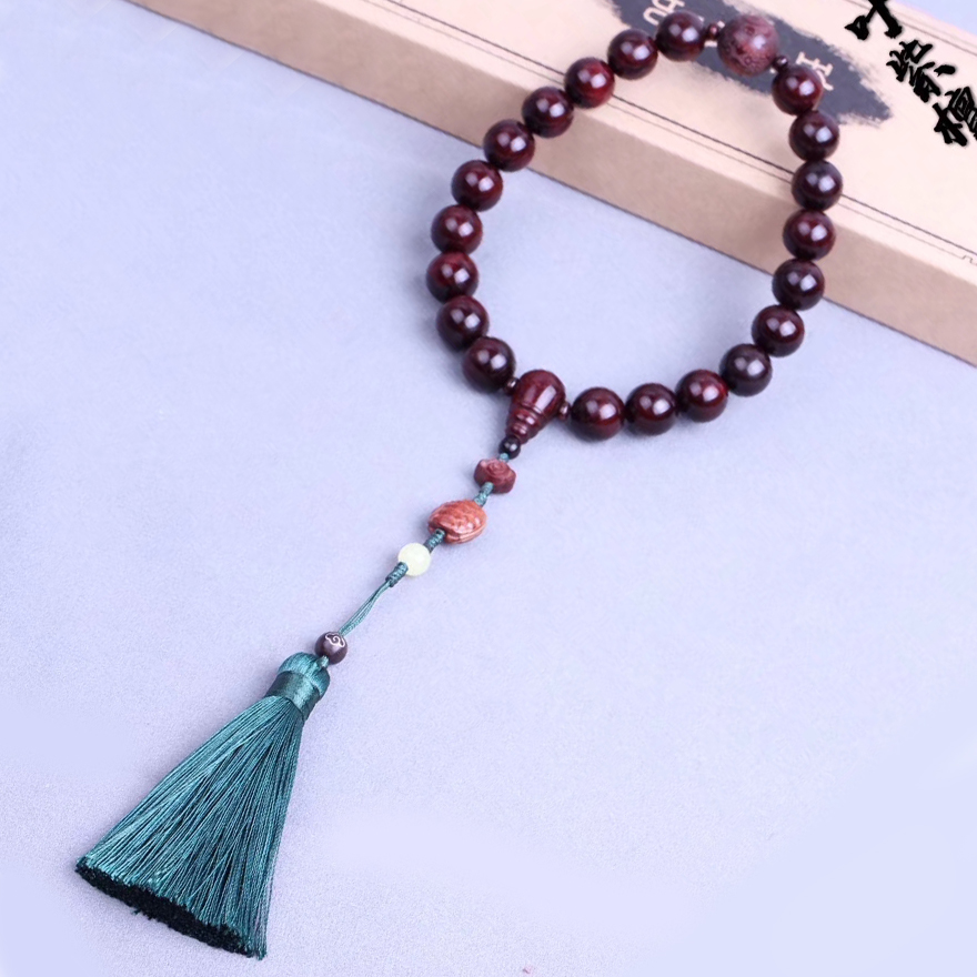 老料金星印度小叶紫檀15mm21颗手持车挂佛珠手持文玩收藏