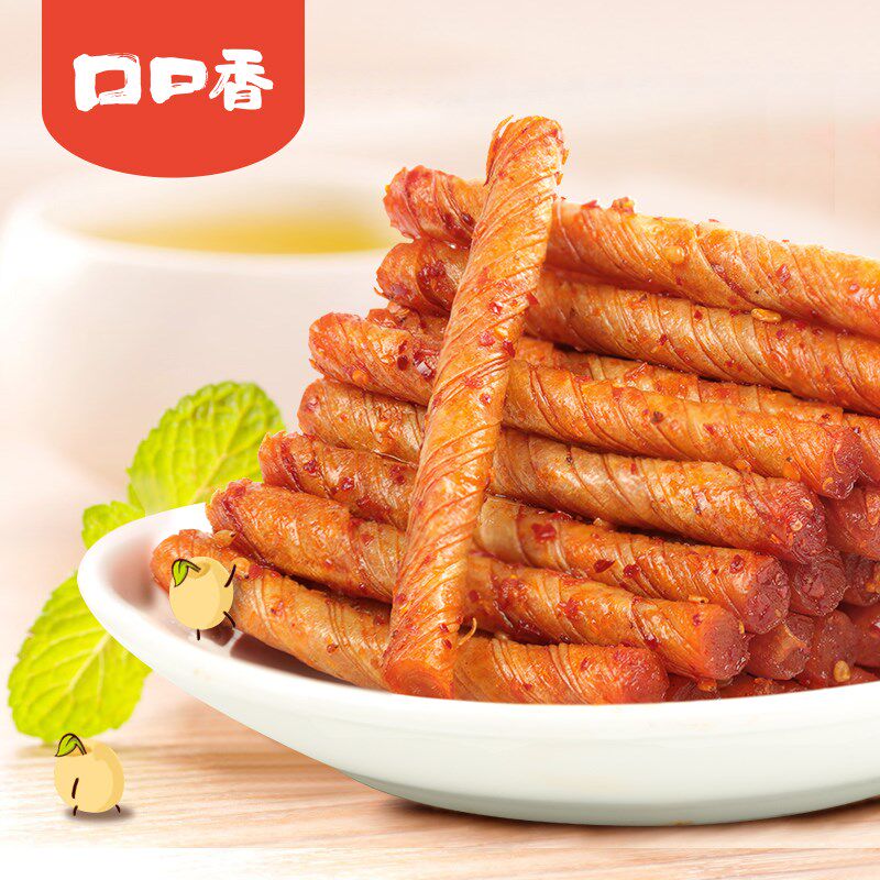 口口香辣条巧豆卷180g零食豆腐干皮网电动