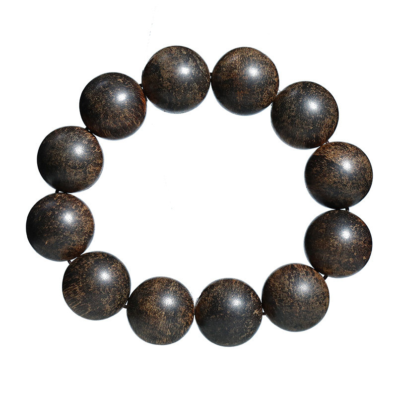 沉水珍品文莱沉香奇楠老料佛珠手串20mm60.6g饱满手串