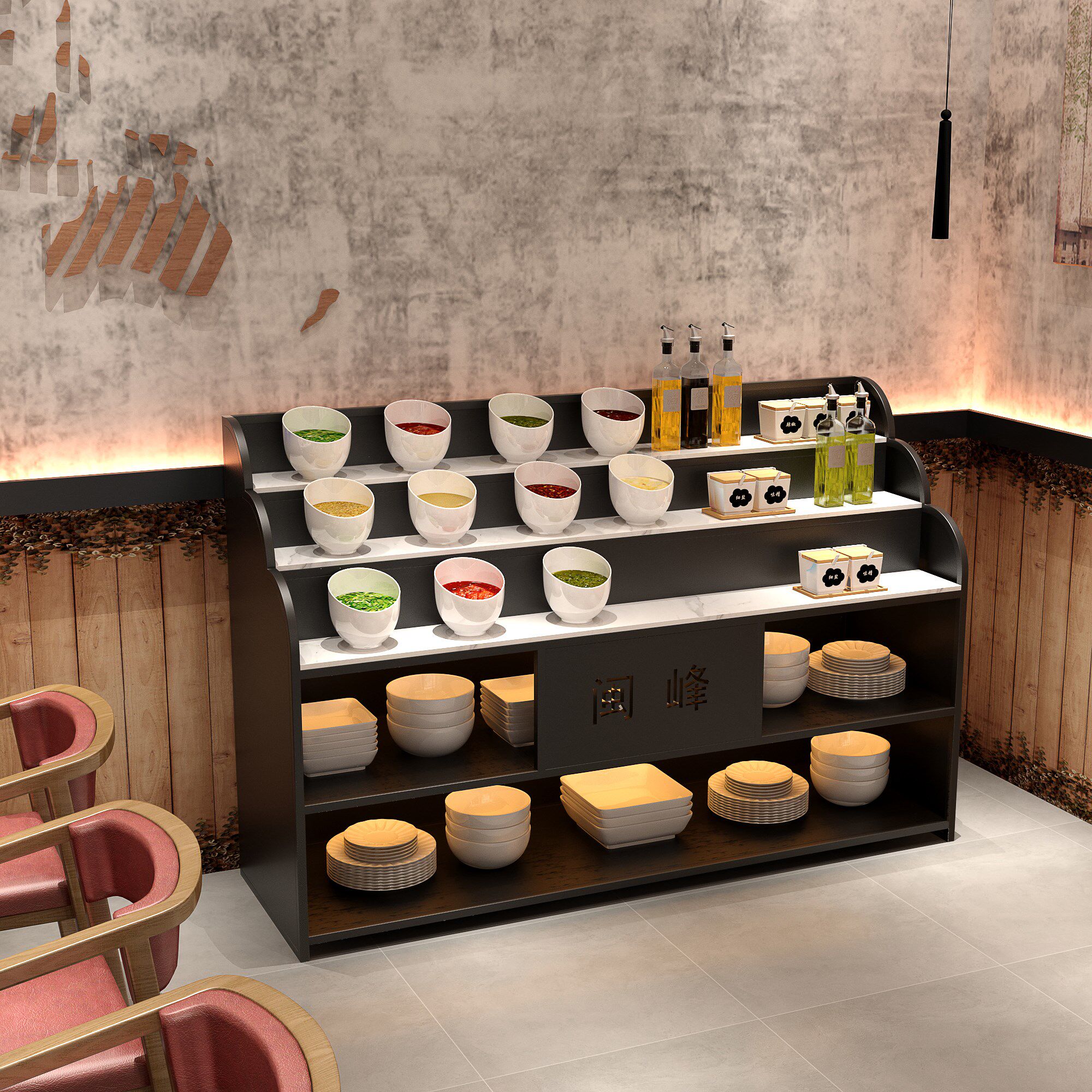 美式火锅店自助调料自助餐商用酱料餐厅大理石佐料调料台