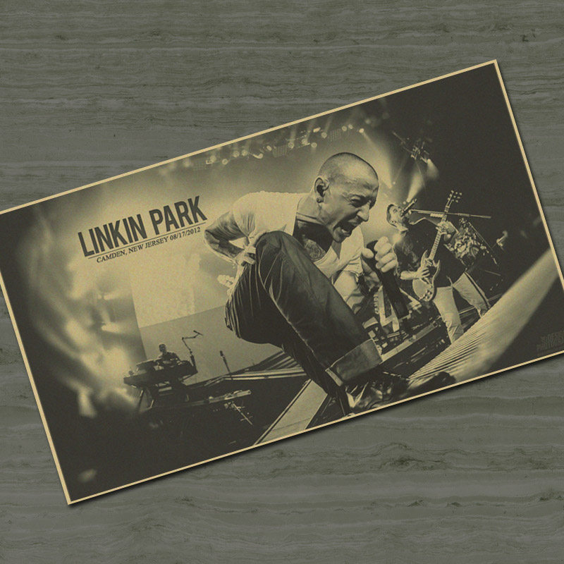 林肯公园linkinpark摇滚乐队怀旧复古牛皮纸海报招贴装饰画现代装饰画