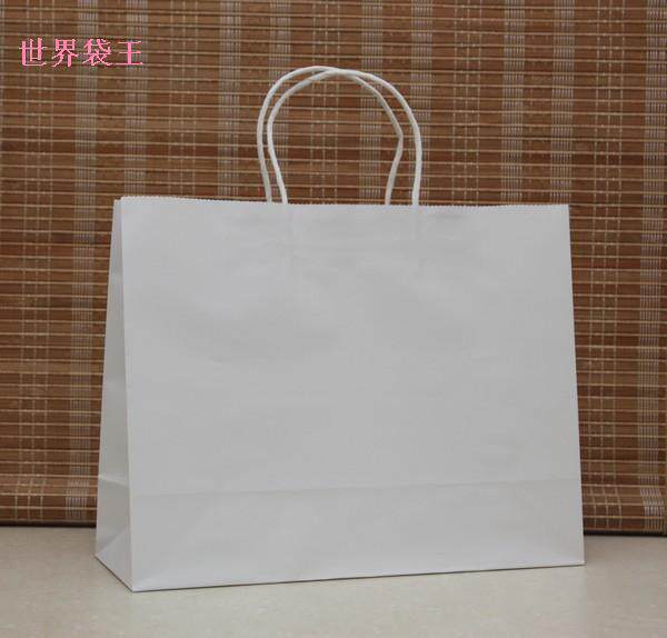 纸绳手提袋12cm中号横款白色现货礼品袋衣服包装礼品袋