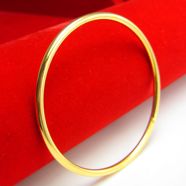 正品黄金手镯男士女款光面9999足金实心真金手饰