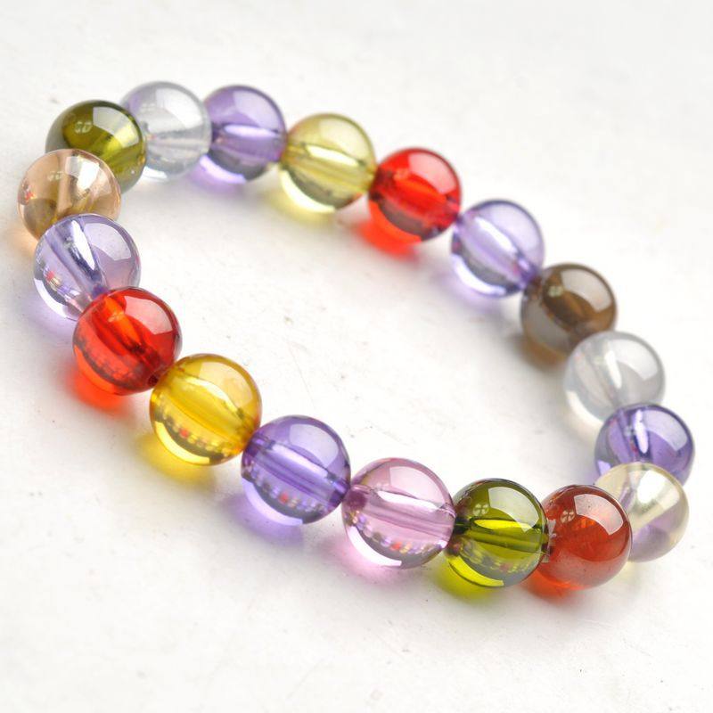 手链包邮七彩锆石10mm韩版时尚情侣饰品宝石欧美手链