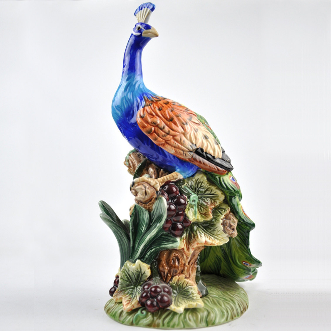 比翼双飞孔雀开屏陶瓷陶瓷工艺工艺品摆件样板房新房家居家居装饰摆件