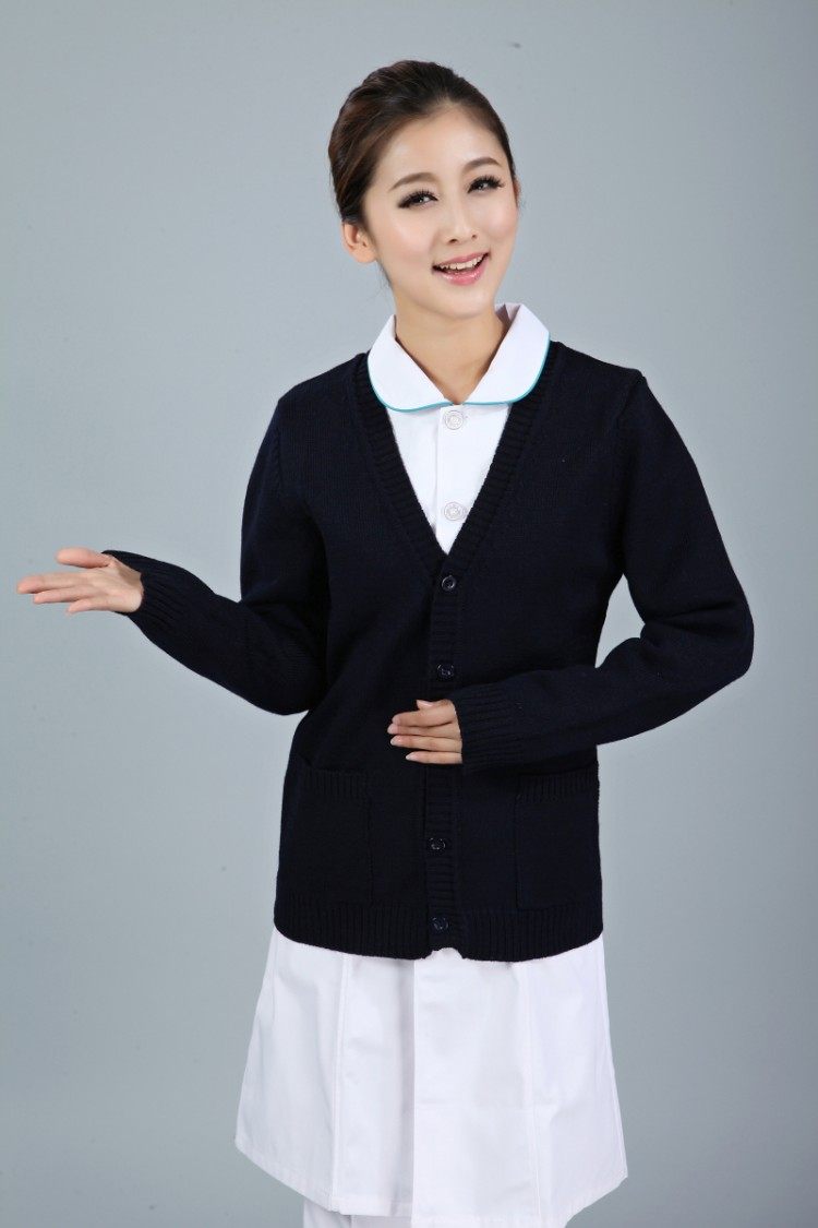 加厚护士浅蓝包邮藏蓝毛衣衣护士开衫粉红浅紫医护制服