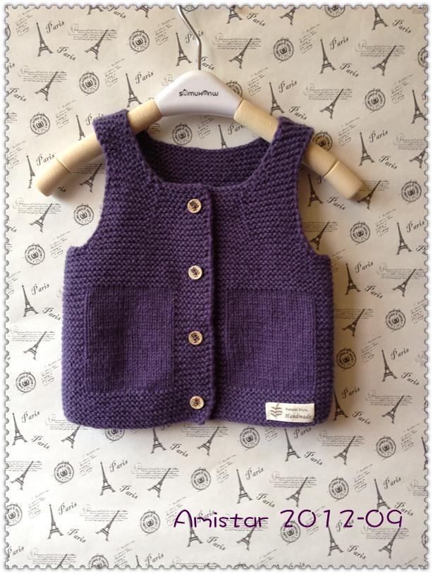 纯手工编织韩版儿童马甲婴儿春秋毛线马夹背心纯棉男女宝宝马甲