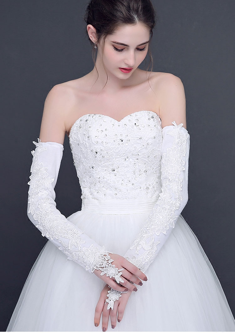手套新娘婚纱长款结婚白手套弹力婚礼拍照蕾丝婚纱手套