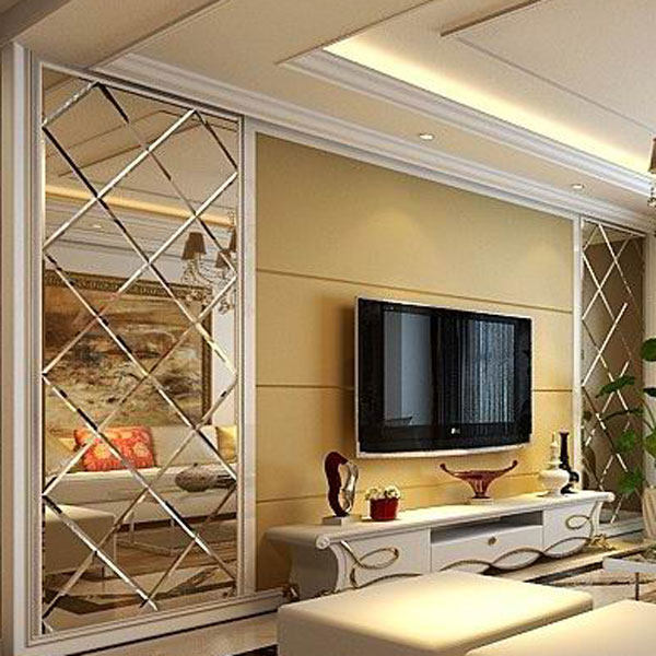 拼镜车边菱形银茶镜灰黑镜面餐厅影视电视背景墙鞋柜边框艺术玻璃