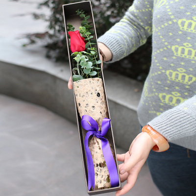 1朵枝单支红玫瑰花束礼盒盒装情人节生日礼物鲜花速递鲜花速递同城