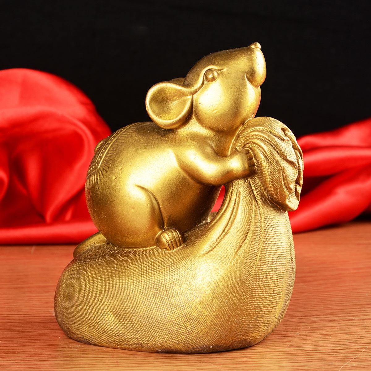 摆件老鼠卓弘黄金十二生肖铜鼠家居摆件