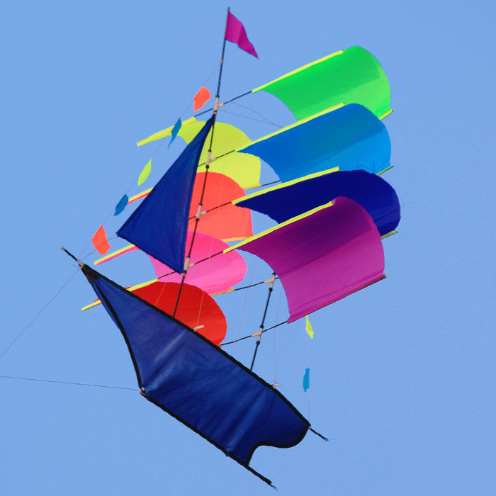 立体帆船潍坊风筝效果绚丽多彩放飞设计风筝