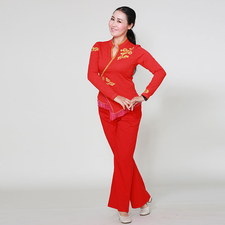 广场舞红草莞儿服応王梅杨艺服装套装广场舞套装