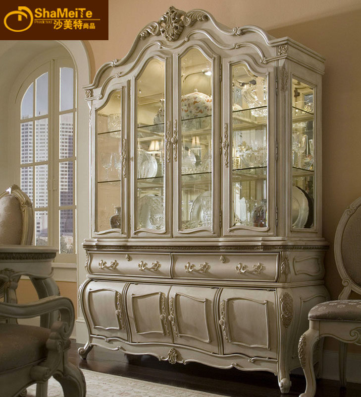 欧式法式柜储隔断弧形展示柜高档客厅餐边柜玻璃酒柜