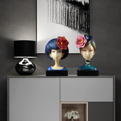 美式北欧家居饰品人物头像摆件客厅玄关样板房软装饰品送女孩礼物